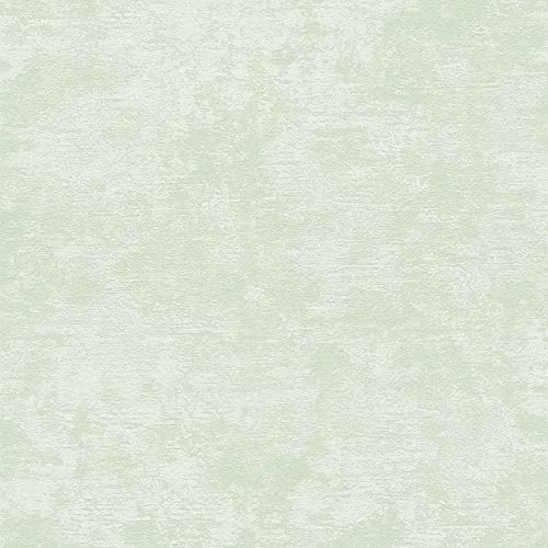 Papier peint tendance aspect crépi pour salon | Tapisserie verte unie moderne pour chambre | Papier peint intissé vert couloir