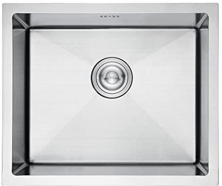 Ibergrif M85043 Lavello Cucina in Acciaio Inox 50x43 cm, Installazione a Sopratop o Filotop con Sifone Antiodore e Kit Scarico Completo