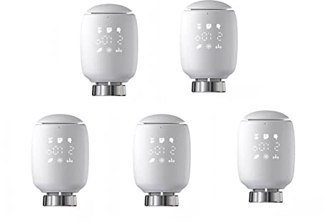 5 Stück Zigbee Smart Heizkörperthermostat Elektronisch - Smart Programmierbares WLAN Erweiterbares Heizkörperthermostatventil - Thermostat heizung Digital - Kompatibel für Google-Home und AIexa