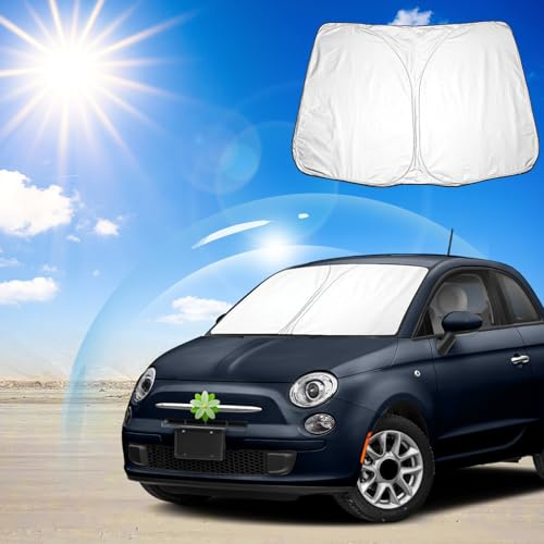 Ruiya für FIAT 500 Abarth 595 2017-2024 Auto Sonnenschutz Frontscheibe,Auto Windschutzscheibe Sonnenschirm Auto Frontscheibe blockiert UV Vorderseite Frontscheibe Sonnenschutz Zubehör für Abarth 595