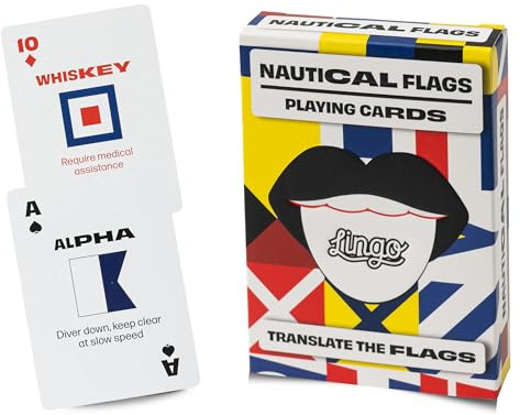 Nautical Flags Lingo Playing Cards | Travel Flashcards | Learn Nautical Flags Marintime Vocabulary in A Fun & Easy Way | 52 Essential Translations, White