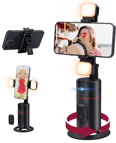 Mcbazel Auto Tracking Bastoni Selfie Girevole Intelligente a 360 Gradi per Telefono con Tracciamento Automatico del Volto con 2 Luci Selfie per Controllo Remoto/Gestuale/Stabilizzatore Cardanico
