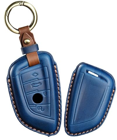 ontto Premium Leather Key Holder Keyless Entry Smart Remote Key Fob Cover Key Bag 360 Degree Protection Fit for BMW X1 X2 X3 X4 X5 X6 X7 3 4 5 6 7 8 Series Z4 M3 M4 M5 M8 X3M X4M X5M X6M Brown