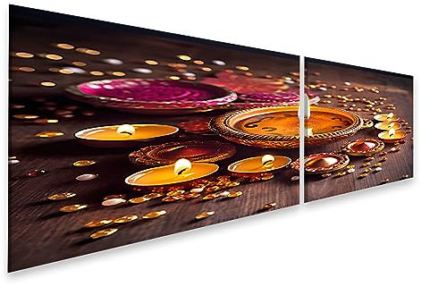 islandburner Prime Bild auf Leinwand Glücklich Diwali Diya Lampen Beleuchtet Feier Foto Bilder Wandbilder Poster