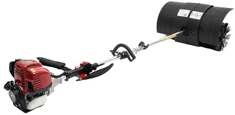 LUNICASHA Gas Powered Sweeper, Gas Power Nylon Brush Broom, Handheld Sweeper Gasoline Engine, 4-Stroke Petrol Powered Yard Sweeper for Artificial Grass Construction Sites Street Cleaning Snow Sweep
