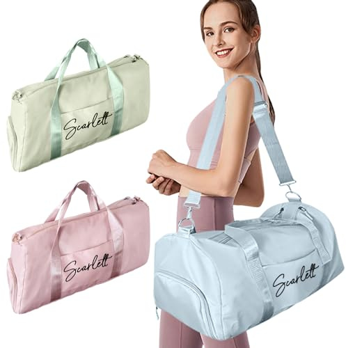 YINYIFANS Sporttasche Mit Namen,Damen/Herren Reisetaschen,Mit Nass-und Trockentaschen und Schuhfach,Kindertasche,Reisetasche,Übernachtungsbeutel,Turnbeutel für Mütter,Väter,Freunde,Paare (Stil A)