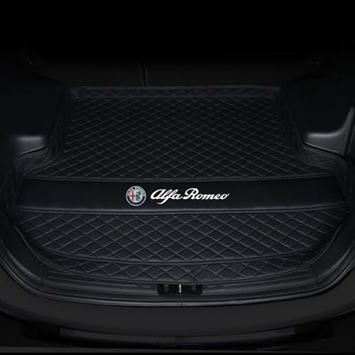 WANDEFA Tappeti per bagagliaio per Alfa Romeo Stelvio 2017-2021, Vasca Bagagliaio Proteggi Baule, Protezione Bagagliaio su Misura, Antiscivolo, Resistente, Facile da Lavare e Inodore
