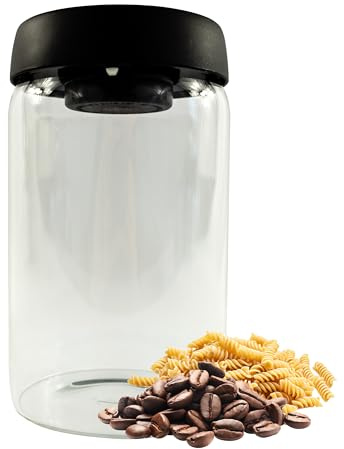 Iconique Glass Vacuum Storage Jar | Smell Proof & Airtight Jar | 1200ml | BPA-Free, Leak-Proof Airtight-Seal for Kitchen & Pantry | Smell Proof Jar Ideal for Coffee, Pasta & Baking