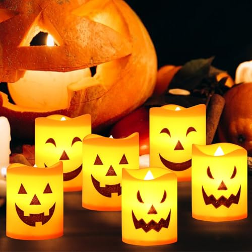 Shinybox Kürbis LED-Licht Set - 6 Stück Halloween Beleuchtung - Batteriebetriebene Laterne Für Dekorative Gartendekoration