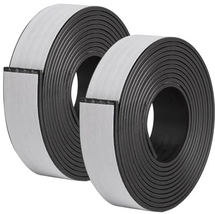 2 rotoli di nastro magnetico autoadesivo, 20 mm × 2 m, strisce magnetiche forti magnetiche, nastro magnetico forte, da cucire, magnetico, magnetico, autoadesivo, per zanzariera