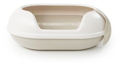 LucyBalu® Arena Katzenklo stylische Designer-Form – Taupe/Weiß
