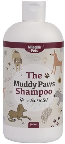 Nilaqua Pets Muddy Paws Dog No Rinse Shampoo 500ml | Watermelon Fragrance | Soft and Kind | Deep Cleansing Towel Off Pet Shampoo | Bursting Foaming action for muddy paws and spot cleaning