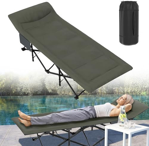 HENGMEI Feldbett Klappbar Campingbett Feldbetten Klappbar Gästebett mit Seitentasche Tragetasche, Belastung 250kg für Büro Zuhause Camping, Bett Mit Matratzen, 183x 73x 50cm