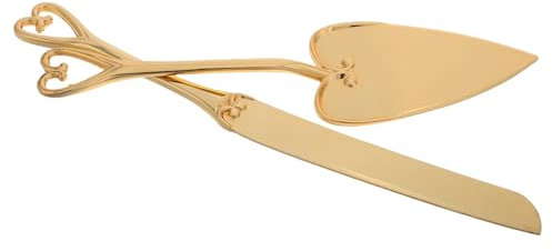 Cabilock Juego De Cortadores De Acero Inoxidable Chapados En Oro De 2 Piezas Y Espátula para Ocasiones Especiales