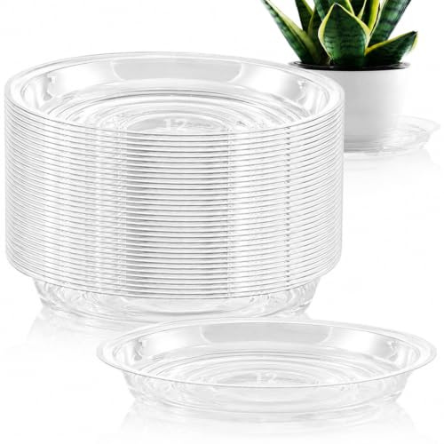 40 Stück 30,5 cm Pflanzen-Untersetzer, transparente Pflanzen-Untersetzer für Outdoor-Pflanzen, Tropfschalen, extra große Topfuntersetzer, ohne Löcher, Topfuntersetzer, Pflanzschalen für