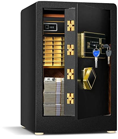 FANTASK 42,5L Safe Tresor mit Zahlenschloss | eingebauter abschließbarer Box | abnehmbarem Regal | Möbeltresor | Heimtresor inkl. 2 Notschlüssel | 37,5 x 36,5 x 59 cm