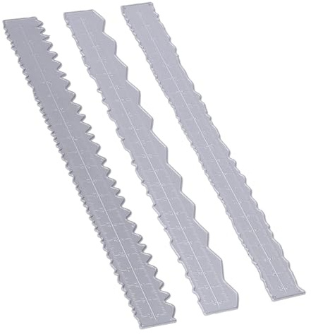 3 Stück Lineal mit Unregelmäßigen Kanten, Kohlenstoffstahl Reißlineal Abreisslineal, Gezacktes Lineal Kantenlineal für DIY Basteln Kartenherstellung Papier Prägestempel Zeichnen