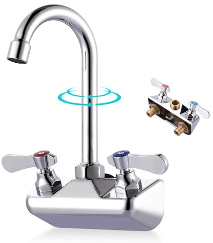 Commercial Hand Sink Faucet 4 Center Wall Mount Faucets Solid Brass Chrome