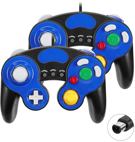 Snorthy 2 Paquets de Manette de Jeu Game Cube Manette de Jeu Classique avec Manette Jeu à Vibration Compatible avec la Manette Game-cube