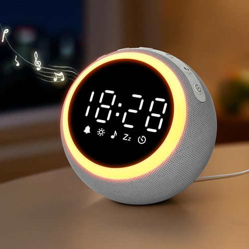 Maxstar Despertador Digital Inteligente con 25 Sonidos Relajantes, Luz Nocturna, Snooze, Temporizador, Volumen y Brillo Ajustable - Reloj para Niños y Adultos (Máquina Ruido Blanco para Dormir)
