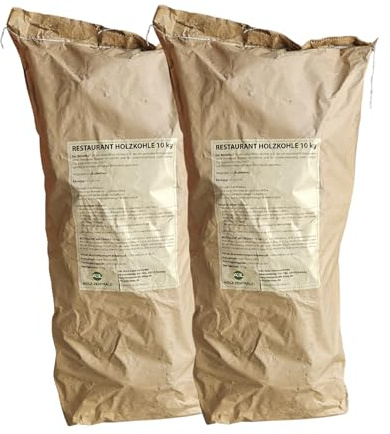 BIOGRILL Holzkohle 20kg – Grillkohle 10kg – Buchenholzkohle – Restaurant Grillkohle – Steakhouse Holzkohle – Grill Kohle für BBQ & Kohlegrill – Premium Qualität – 2x10kg (20kg)
