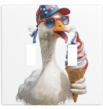 Piastrina a collo lungo con cono gelato con doppia gang e interruttore a levetta, decorazione per interruttore a parete, dimensioni standard - 11,4 x 11,4 cm