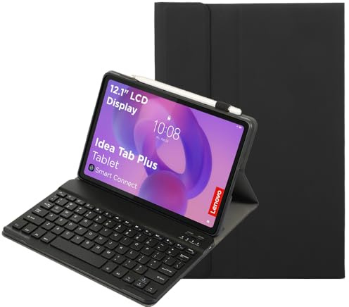 YKWXSC Custodia Tastiera per Lenovo Idea Tab Plus 12,1 Pollici Tablet TB365FC, QWERTY Staccabile con Collegamento Bluetooth Tastiera, Nero