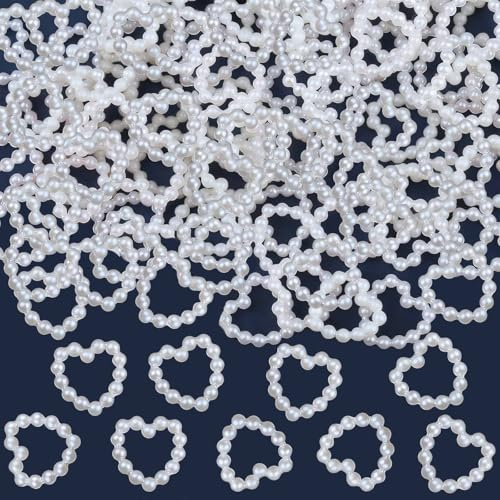 ParPix 200 × Perlen Herzen Streudeko Hochzeit, Perlenhochzeit Deko Konfetti | Weiß Herz Hochzeit Tischdeko, Hochzeitsdeko Geburtstag Confetti,Perlen Herzkonfetti,Perlenherz Herzen Deko Hochzeits Konfetti
