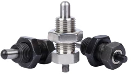 1 pièce M12 Goujon d'indexation à ressort télescopique de type réinitialisation avec écrou, piston de verrouillage à bouton sans tête, longueur de la tête du piston 6mm