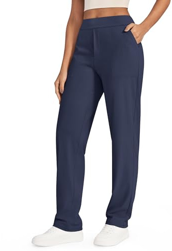 G4Free ShiftReady Yoga Pants for Women Straight Leg Dress Stretch Ladies Work Trousers with Pockets High Waist Business Casual Pull On Smart Trousers