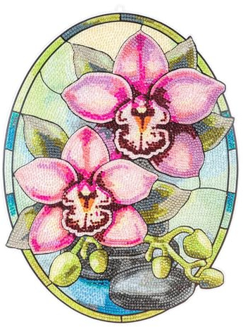 Ideen mit Herz Diamond-Painting-fönsterbild | Glaskonstutseende | dekoration och gör-det-själv | material: PET (orkidéer)