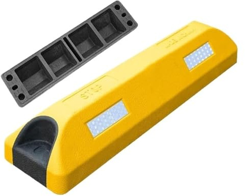 Garagenparkstopper, Gummi-Parkradstopper, mehrfarbig mit reflektierenden Streifen for Garage und Einfahrt(Yellow)