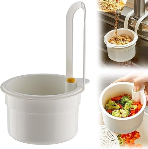 Colino per lavello, 2025 nuovo a scatto per lavello, scolapasta per lavello, scolapasta da cucina, utensili da cucina rimovibile in silicone per lavabo, organizer in cucina (bianco)