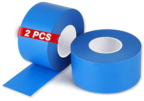 Qcdou Blue Masking Tape, 2 Rolls Painters Tape, 48mm x 50m Masking Tape for Painting, Waterproof, Low Tack Paper Tape, Wide Decorators Tape for DIY Crafts and Indoor Painting(B)