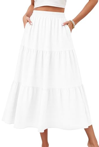 MOLERANI Women's Skirts Elegant Long Skirt Smock Layered Tiered Maxi Skirt A Line Skirts with Pockets S-2XL