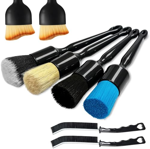 flintronic 8pc Rascador para llanta, Herramienta Esencial para Limpieza Interior de Coche con Cepillo, Limpieza Coche, Cepillo para Detalle de Automóvile, Cepillo para Detalle Multiuso de Pelo Suave