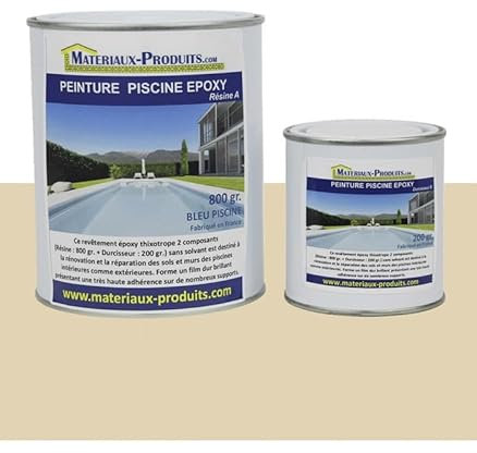 MATPRO - Peinture Piscine Epoxy - Sans Solvant - Très Haute Adhérence sur Béton, Ciment, Enduit - Application Travaux Neufs/Réparation - Ivoire - 5Kg