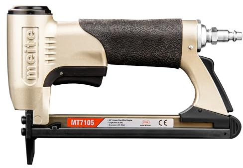 meite Pneumatic Upholstery Stapler, Accepts 22 Gauge 3/8-Inch Crown (71 Type) 3/16-Inch Leg Length Staples, Fine Wire Tool for Upholstery, Woodworking (Model MT7105)