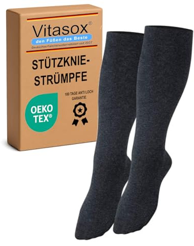 Vitasox Stützstrümpfe für Damen & Herren, 1 | 2 | 4 | 6 Paar, Stützkniestrümpfe aus Baumwolle mit Kompression für Flug, Reise, Büro und Auto, Thrombose Socken gegen geschwollene Beine