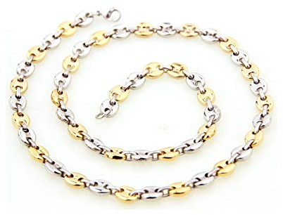 Beydodo kedja rostfritt stål 7 9 11 mm bönkedja halsband silver guld hip hop partnkedja, Rostfritt stål