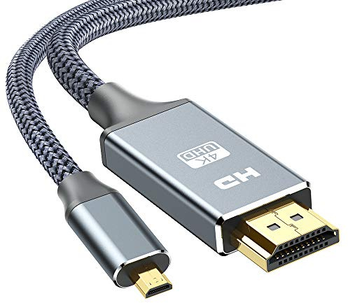 SNOWKIDS Micro HDMI Kable 1.8m, Type Micro HDMI auf HDMI Kabel mit Ethernet,4K Ultra HD,3D,Full HD,1080p,HDR,ARC,Highspeed Kabel 2meters kompatibel mit HDMI standard 2.0a/b,2.0,1.4a
