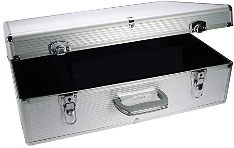 SAFE 214 CD Aufbewahrungssystem | ALU Koffer zur DVD Aufbewahrung | Box Abschließbar | für bis zu 144 Stk. in Kunststoff-Boxen | Abmessungen: 540 x 190 x 420 außen, 525 x 380 innen