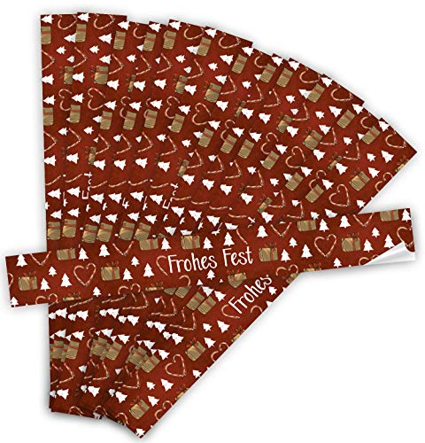 25 große Weihnachtsaufkleber Frohes Fest rot weiß 5 x 42 cm Verpackung Geschenk Schachteln Banderole für Maxibriefe Premium Made in Germany Logbuch-Verlag