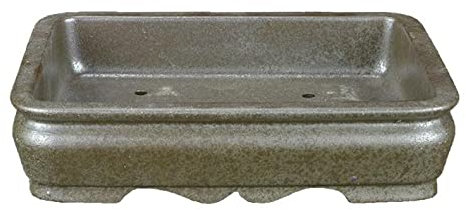 Rechteckige Bonsaischale aus silbrigem Steinzeug 19x13,5x3,5 cm - ZL325