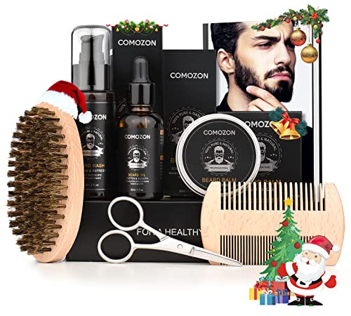 Beard Grooming Kit for Men, for Daily Grooming, Styling, Gifts for Him Men | Beard Kit with Beard Oil, Beard Shampoo, Comb, Brush, Balm and Scissors, Complete Beard Care Set for Daily Grooming, Styling