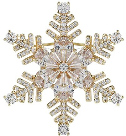Damen-Brosche mit klaren österreichischen Kristallen, Winter-Schneeflocken-Brosche, Anstecknadeln, elegant, Blumen, Kleid, Accessoires, Schmuck, Ansteckblume für Hut, Tasche, Anzug, Krawatte,