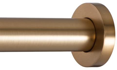 Ivilon Shower Curtain Rod - Flat End Cap Spring Tension Rods for Windows or Shower, 36 to 54 Warm Gold