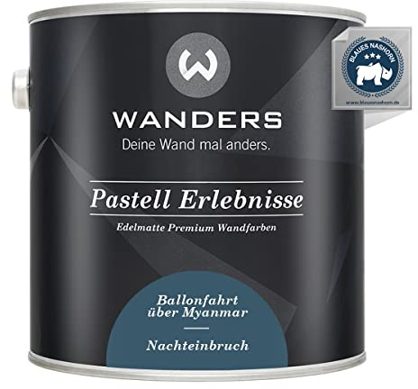 Wanders Pastell Erlebnisse 2,5L - Nachteinbruch/Dunkles Graublau - Edelmatte Wandfarbe! Küchenmöbellack und Möbelfarbe. Kreidefarbe für Holz & mehr. Hohe Deckkraft, schnell trocknend