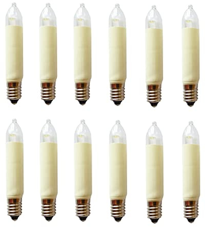 ShuoHui E10 LED Kleinschaftkerze 8-55V 0,1-0,2 W 10LM - Ø 11 mm, Länge 65 mm- für INNEN - Ersatzlampe für Schwibbogen u. Lichterketten - warmweiß (10)