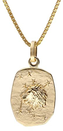trendor Löwe Sternzeichen Gold 333 / 8K mit vergoldeter Silberkette | klassischer Tierkreiszeichen Anhänger für Damen oder Herren, zeitloser Halsschmuck